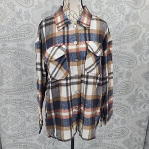 Lumberjane brushed flannel shacket plaid long sleeve Size Large Flannel